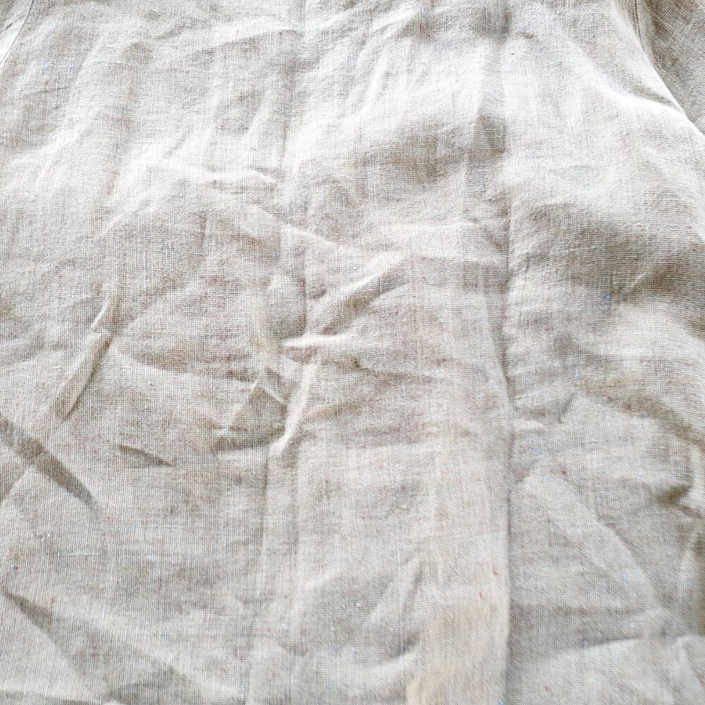 FLAX Womens Linen Shirt Green Tan Lagenlook Small - Picture 12 of 13